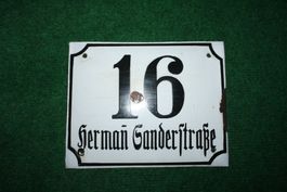 Emaille Email Schild antike Hausnummer 16 Emailschild