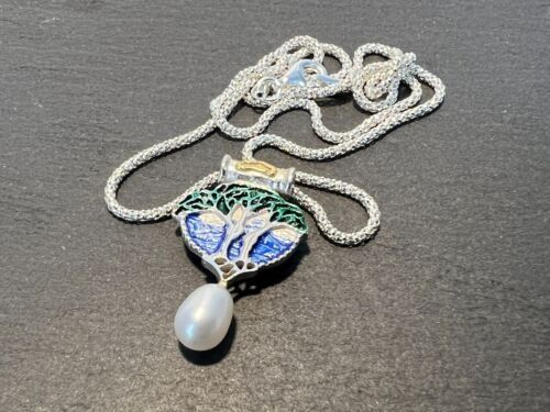 Ketten: Jugendstil w- schönes Collier Silber 925 Email echte Perle – Neu (gemäss Beschreibung) aus Basel von ivoli 3