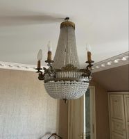 Lustre ancien en cristal avec 5 bras, bon état