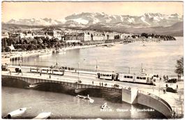 ZÜRICH - Utoquai & Quaibrücke (mit TRAM) ca. 1950 (ZH)