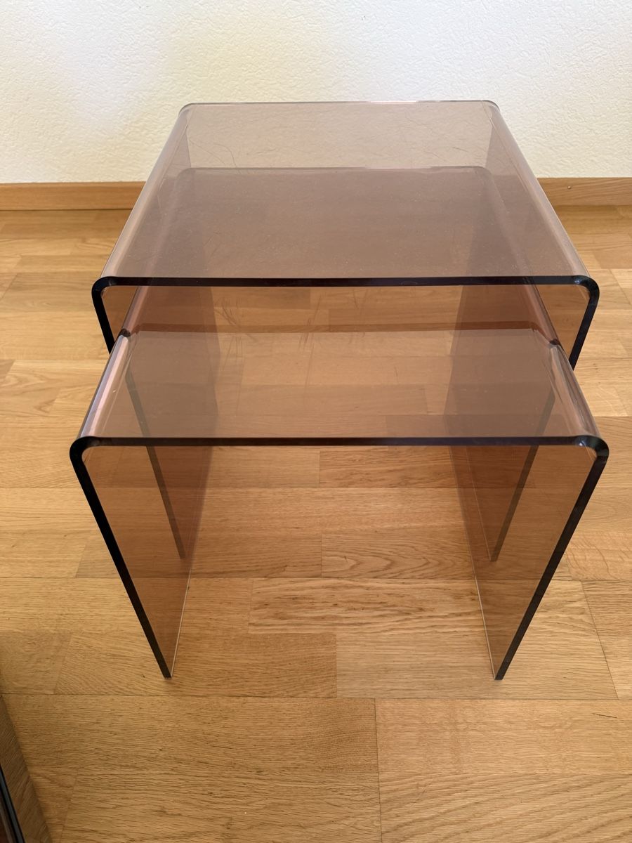 Tische: Space Age Plexibeistelltische Plexi – Gebraucht aus Bern von Delamer 1