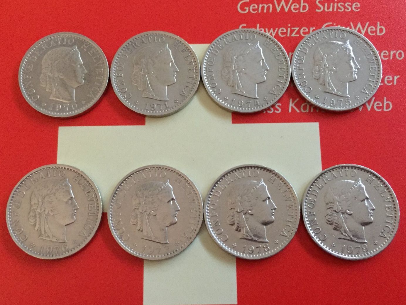 Tutti le monete: 20 Rappen 1970 -79 komplett – Usato da Elsau venduto da herbybay