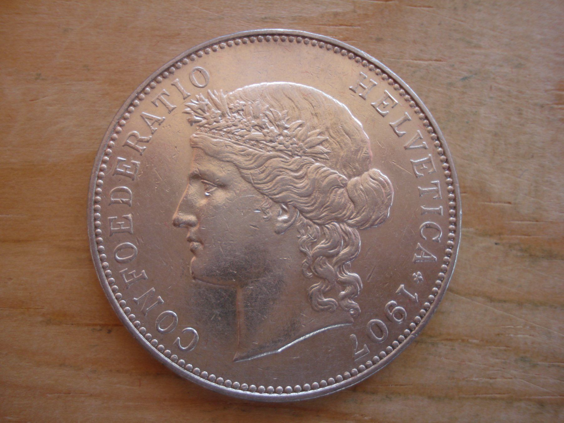 Alle Münzen: (C1) 5 Franken 1907 VZ – Gebraucht aus Erlach von Net-Coins