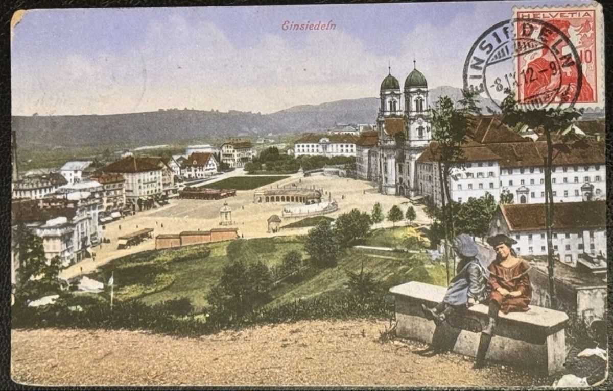Cartoline postali: Schweiz AK Einsiedeln 1912 nach Frankreich Ansichtskarte – Usato da birsfelden venduto da tim0444