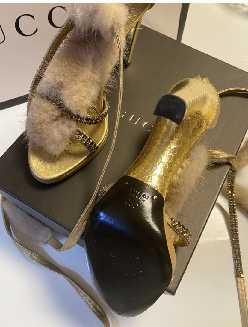 Gucci Scarpe da donna: Sandali Gucci in pitone e visone tg.38 – Nuovo e nell'imballaggio originale da Mendrisio venduto da SGR85 3