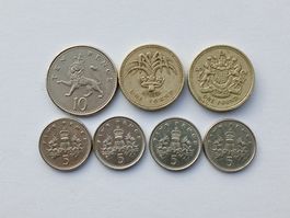 Vereinigtes Königreich 1 Pound, 10 Pence, 5 Pence