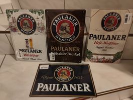 4 Paulaner Blechschilder
