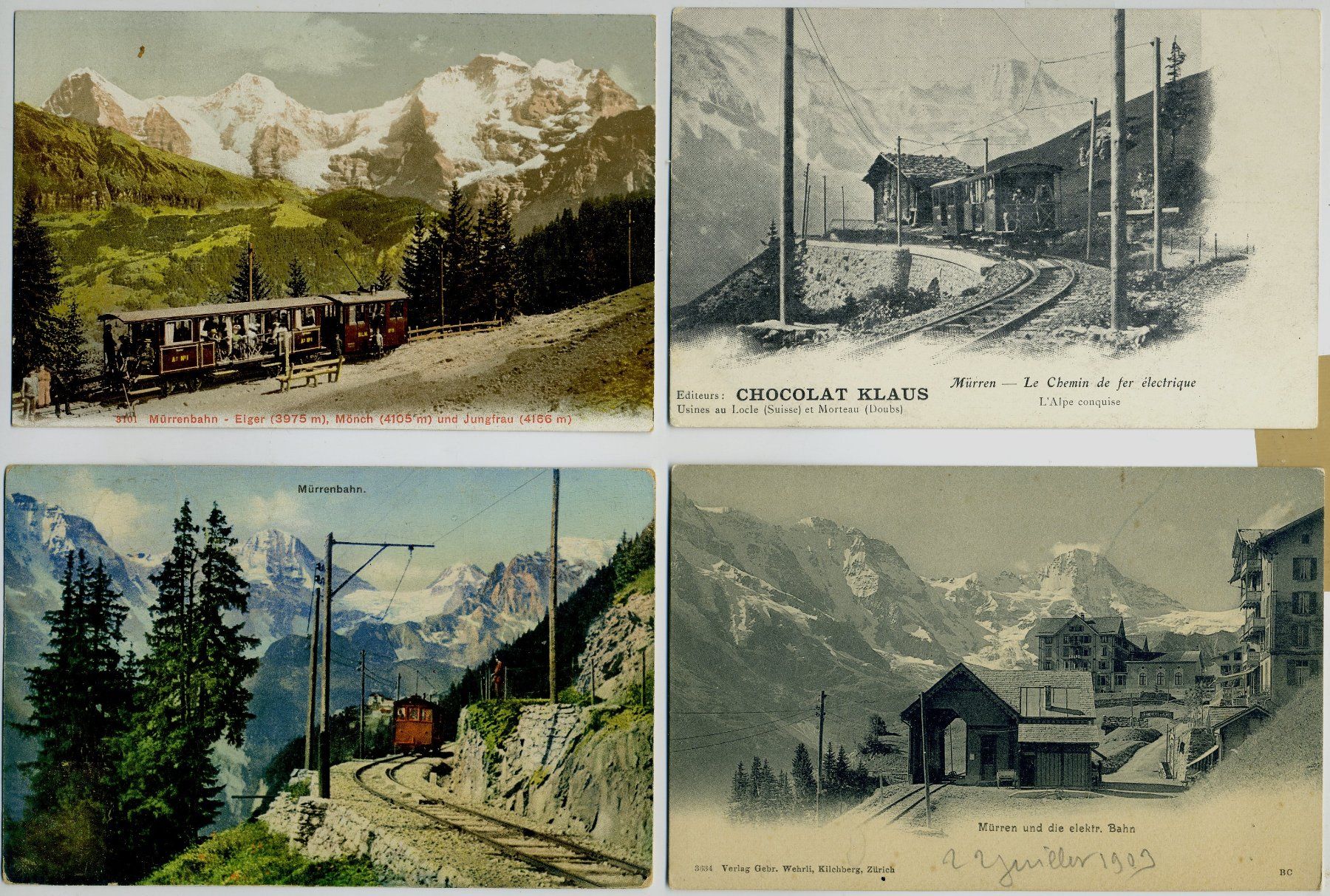 Ansichtskarten: 4 alten Ansichtkarten Mürren Bahn – Gebraucht aus Versoix von