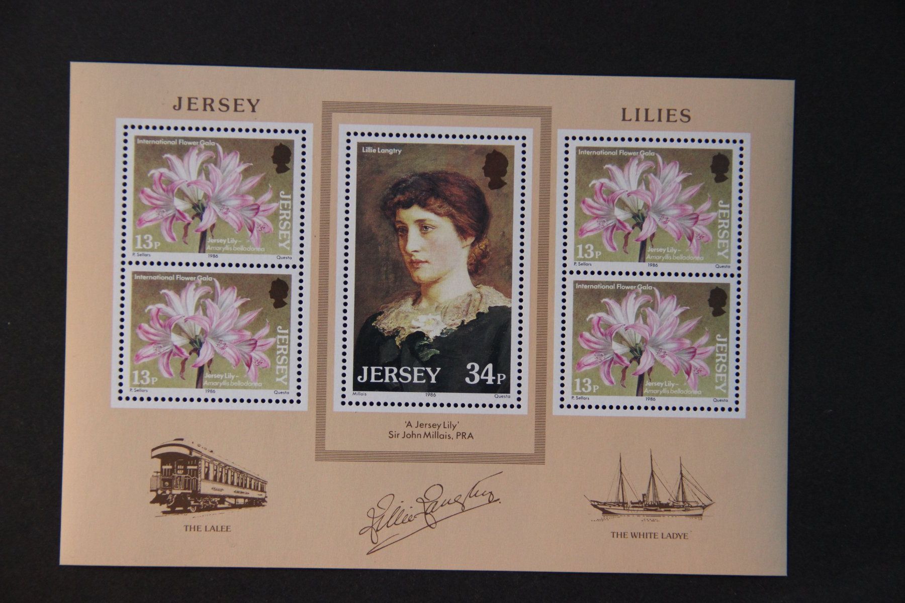 Tous les timbres: Jersey 1986 - Jersey Lilies (Block)** – Neuf (Voir description) à Jona par Southafrica07