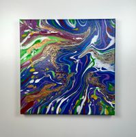 Acryl-Flüssigmalerei, quadratisch