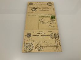 1901-1909 3 verschiedenen Ganzsachen Chur, 2 Rasierklingen O