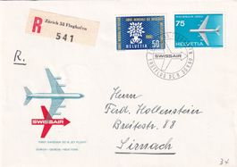 First Swissair DC-8 Jet Flight Zurich-Geneva-New York