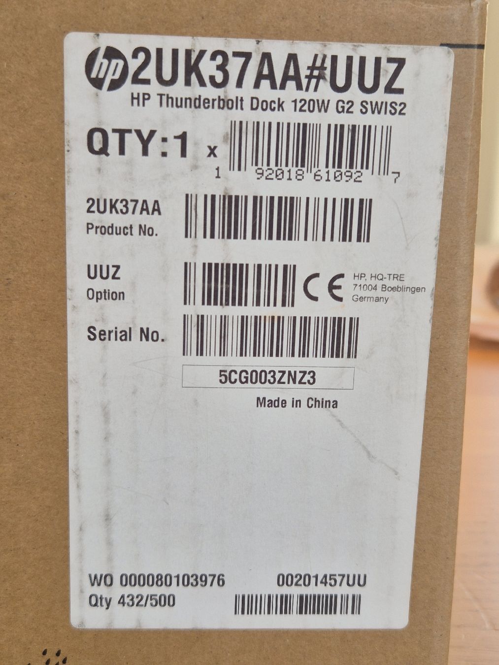 Hewlett Packard Docking station: HP Thunderbolt Dockingstation 120W G2 – Nuovo e nell'imballaggio originale da Luzern venduto da FinnA
