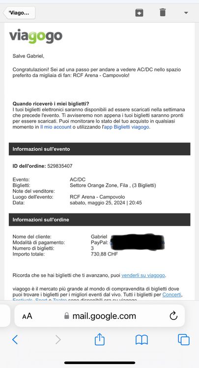 3 Biglietti ACDC Zona Orange, Reggio Emilia, Italia | Kaufen Auf Ricardo