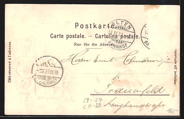 Cartoline postali: Passepartout-Lithographie Olten, Ortsans – Usato da Berlin venduto da bartko-reher 1