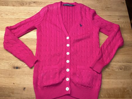 Vintage Ralph Lauren Sport Cable Knit Cardigan Pink Gr.S