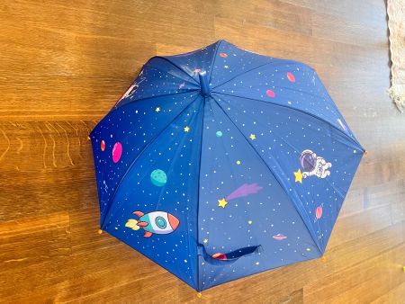 Neuwertiger Kinder Regenschirm Weltall Design, Top!
