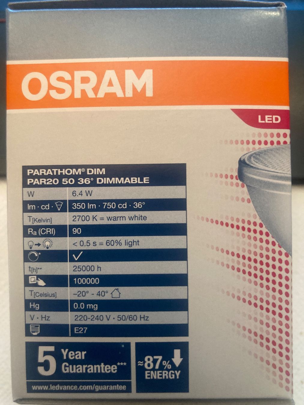 Lampen: OSRAM LED-Leuchtmittel – PARATHOM DIM E27, 6.4W - PAR 20 – Gebraucht aus Rothrist von Teddy9915 2