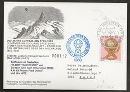 Ballon Schweiz 1983 Mürren Bazenheid Luftpost