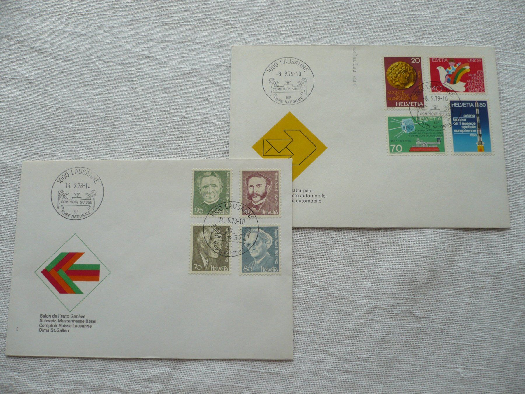 Alle Briefmarken: 1978 - 79 2 Belege COMPTOIR – Gebraucht aus Zürich von saltandpepper008