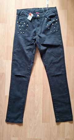 Jean noir perles femme