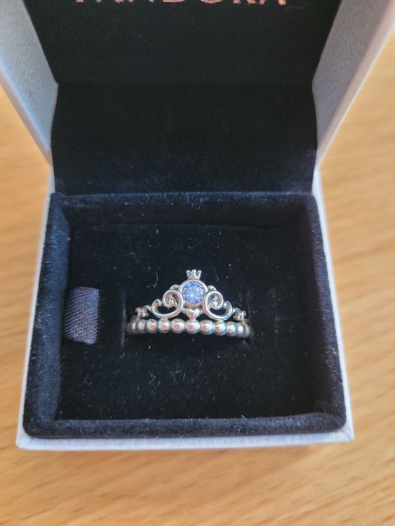 Pandora Disney Collection Cinderella Blue Tiara Ring Neu Und 