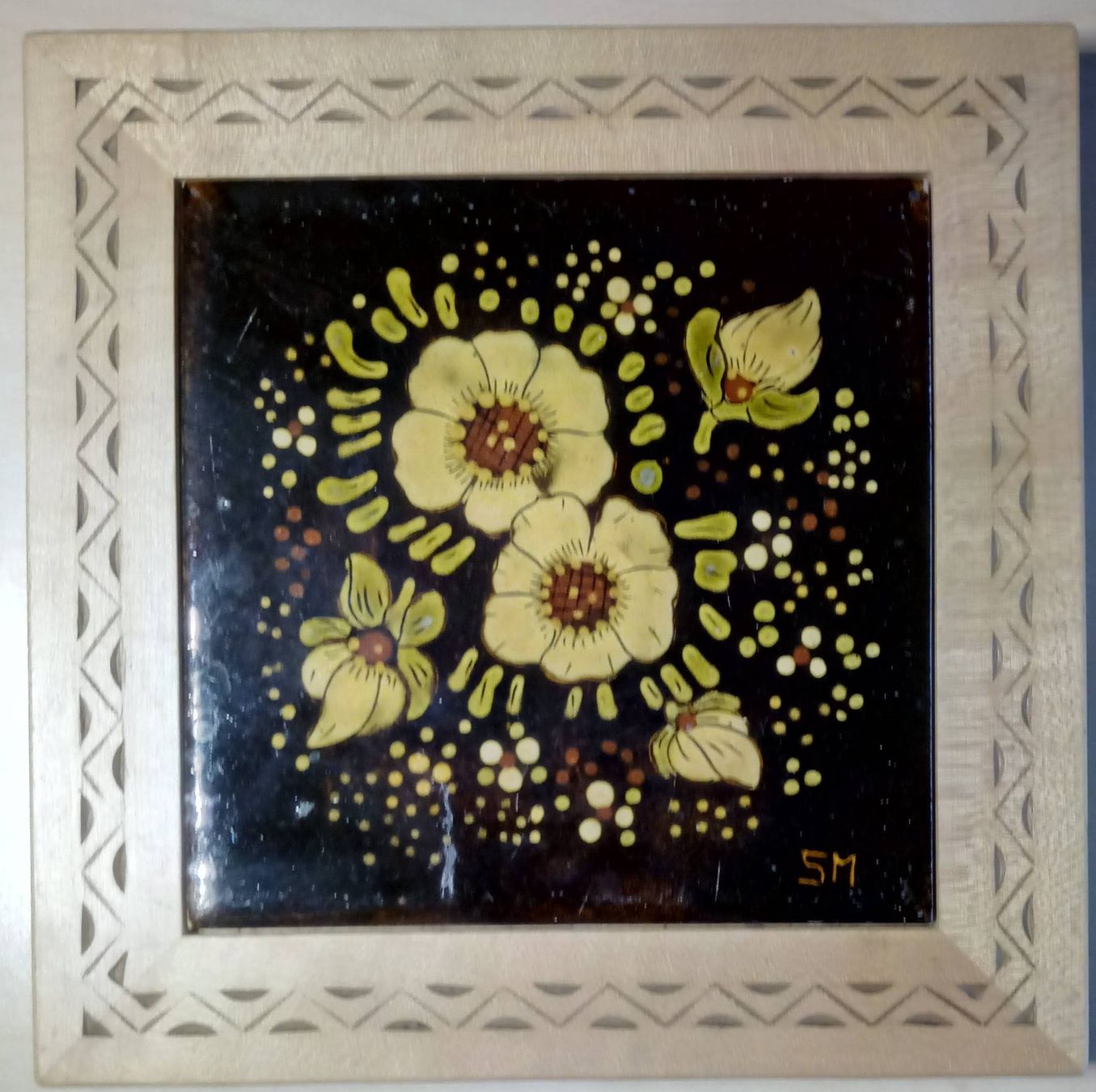 Tutte le decorazioni: Handbemalte Keramikkachel mit Holzrahmen 21x21 cm – Usato da Guttannen venduto da zuberling