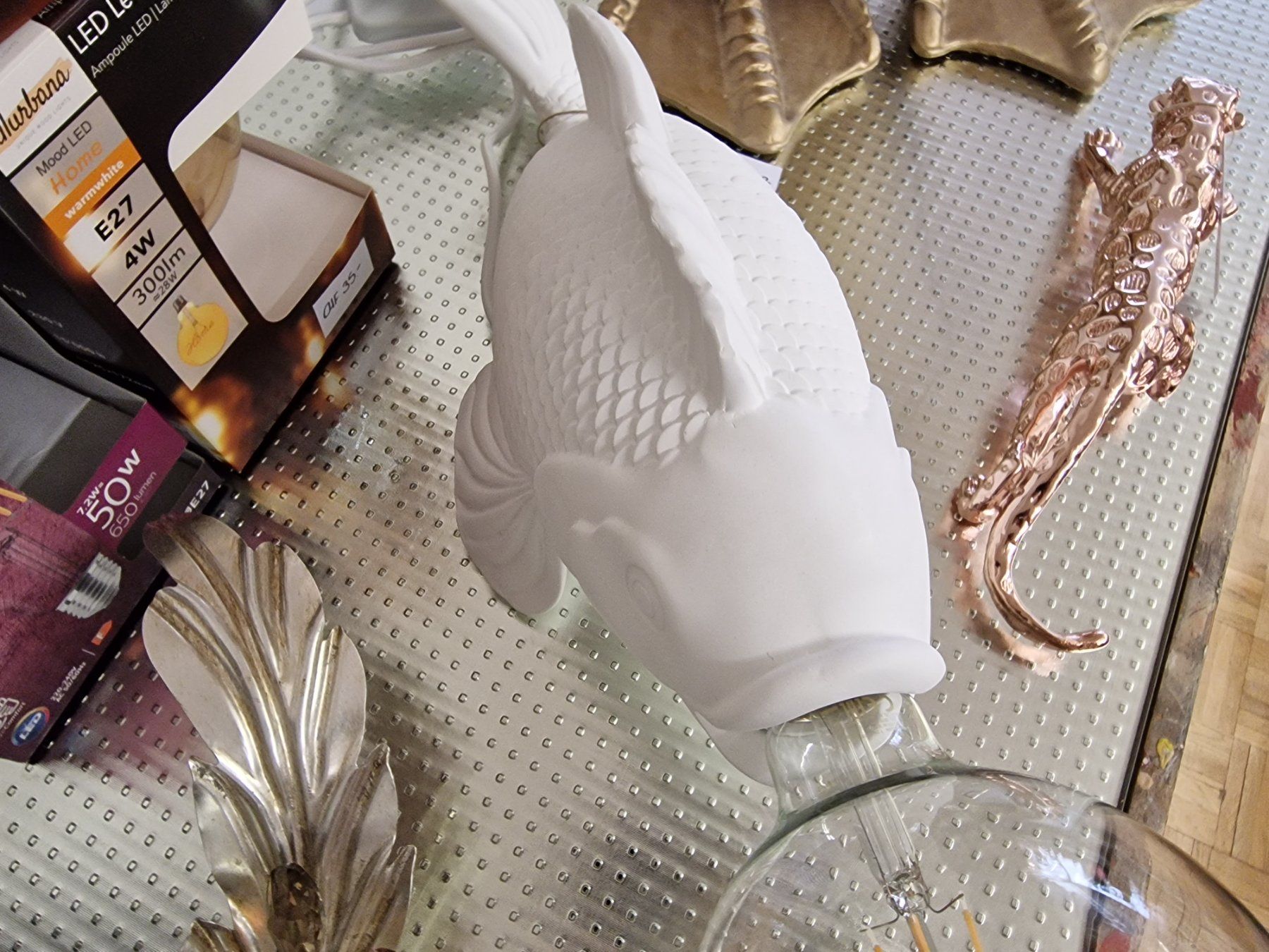 Lampade: Koi Fisch Lampe Weiss – Nuovo e nell'imballaggio originale da Schaffhausen venduto da AtelierPudesco 5