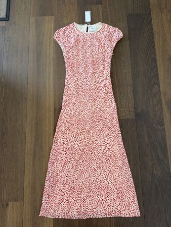 Reformation Kleid rot/creme gemustert Grösse M neu mit Etike