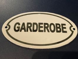 Emailschild Garderobe/Oval/Antik