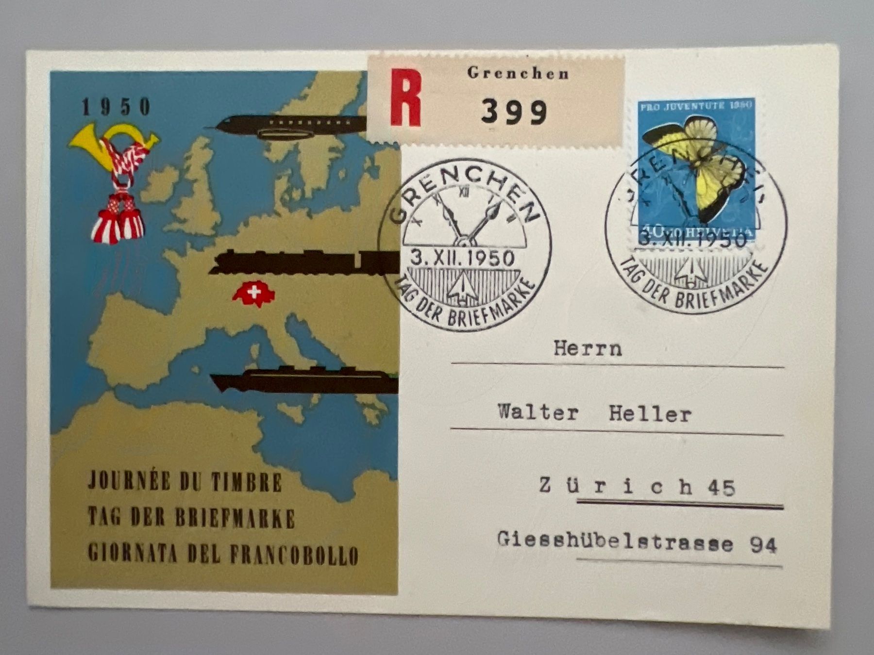 Tutti i francobolli: 1950 Tag der Breifm. Einges. Karte mit J137 – Usato da Buchrain venduto da wmm