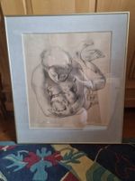 Originale Erni Litho Mutter und Kind, gerahmt, signiert.