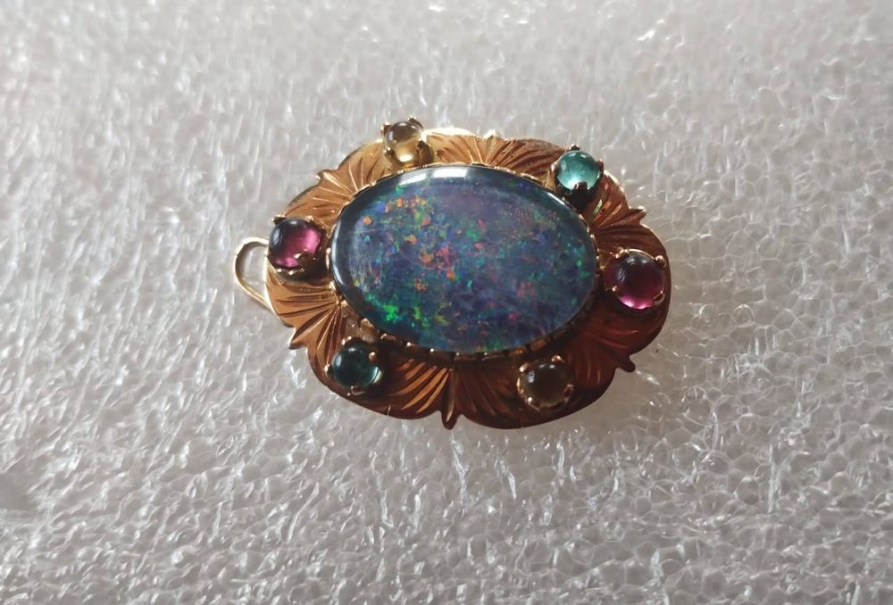 Brosche-Anhänger 18 K mit Opal 1