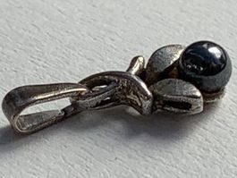 Silberanhänger Hämatit lorbeer mini
