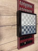 Schachspiel Glas schwarz weiss mit Holzkassette komplett