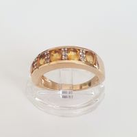 Silber Ring 925er  mit Citrin und Zirkonia, Gr. 17,3mm