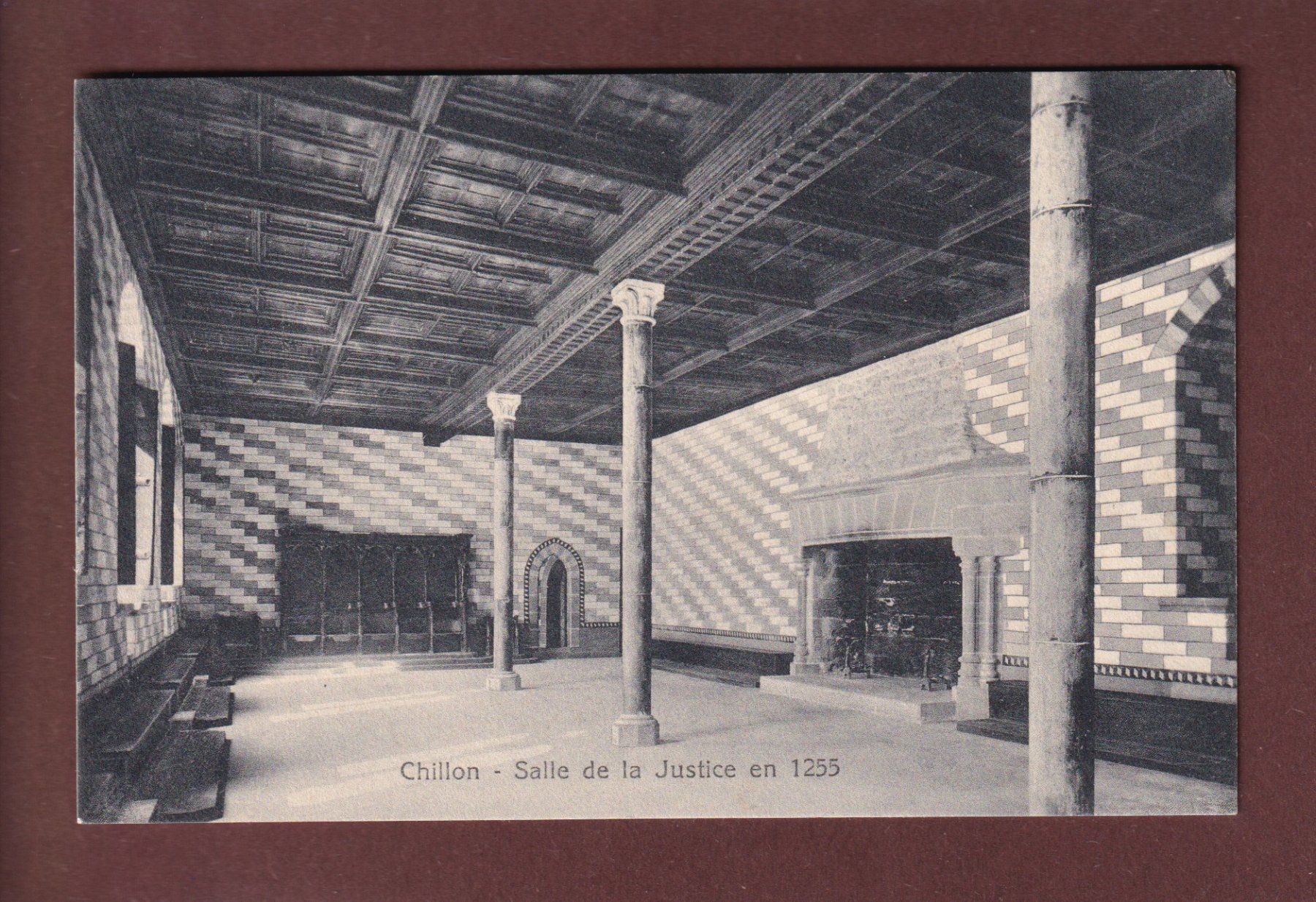 Cartoline postali: Château de CHILLON - Salle de Justice - 1915 – Usato da Pully venduto da nicecards