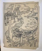 Lill Tschudi Original Entwurf zum Linolschnitt Dim.: 42x31cm