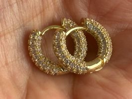 Luxus Elegante MiniCreolen  Ohrstecker Farbe Gold
