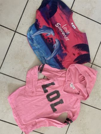 2 bpc Sommer T-Shirt/Hoodie Mädchen Gr. 128/134
