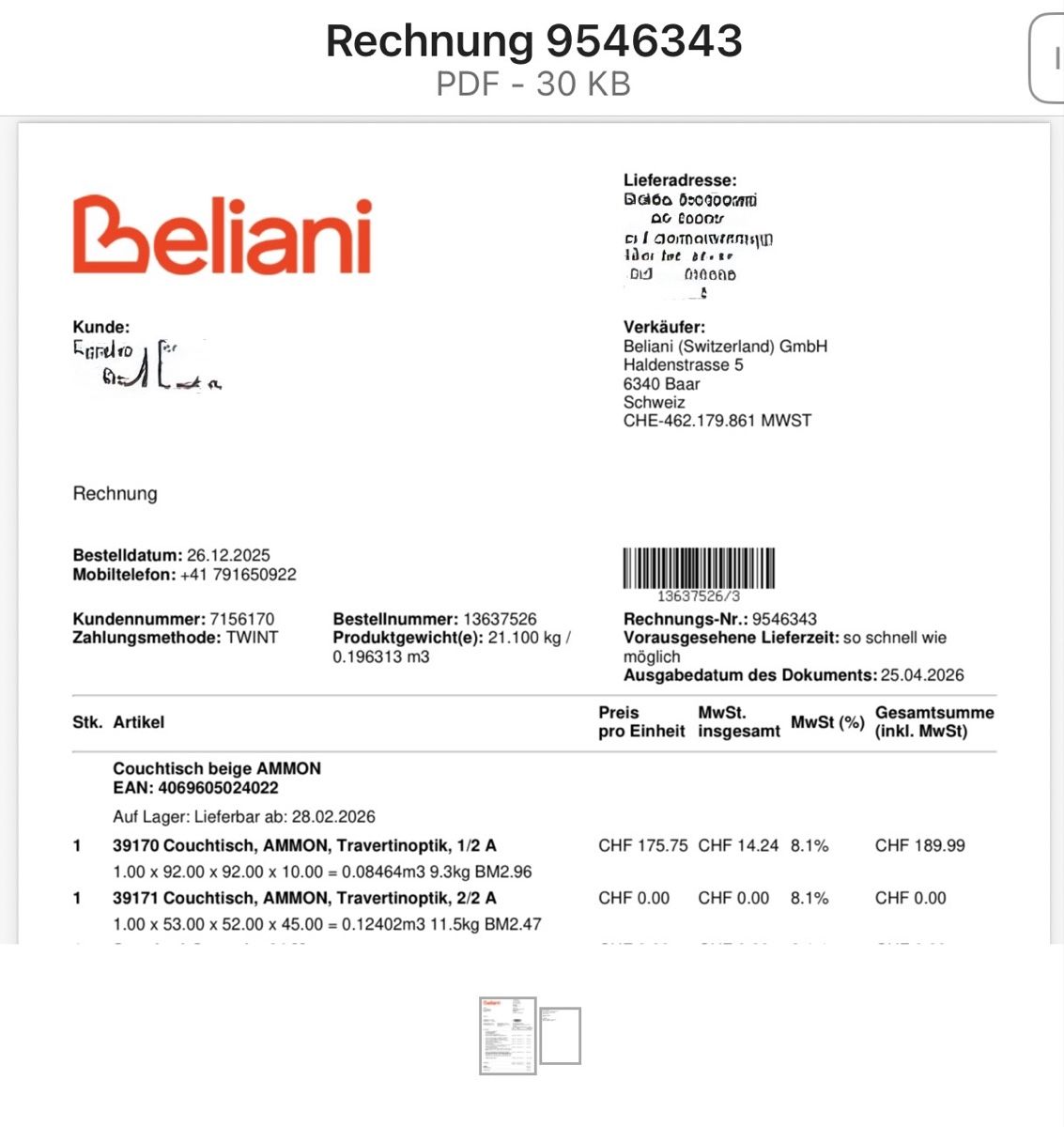 Tavoli: Moderner Travertinoptik Couchtisch - Zeitloses Design! – Nuovo e nell'imballaggio originale da Tagelswangen venduto da Ramajlaura 1