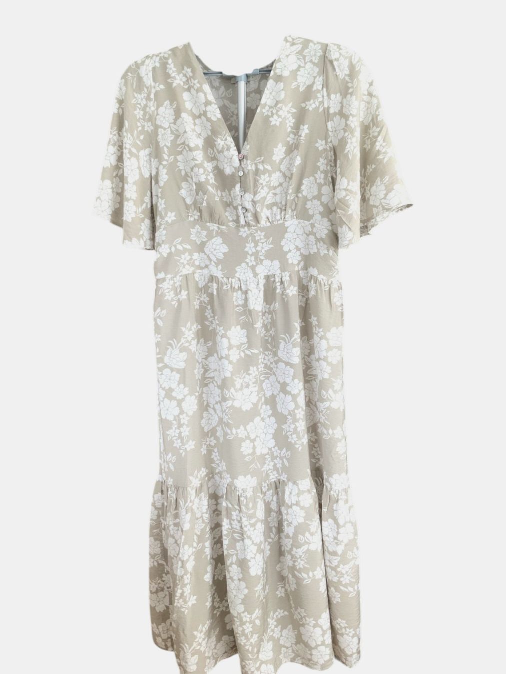Kleider: Beige Weiss Floral Kleid Gr: L – Gebraucht aus Meilen von MaisonSelect 2
