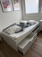 Bett mit Schubladen Weiss 146x200 cm 