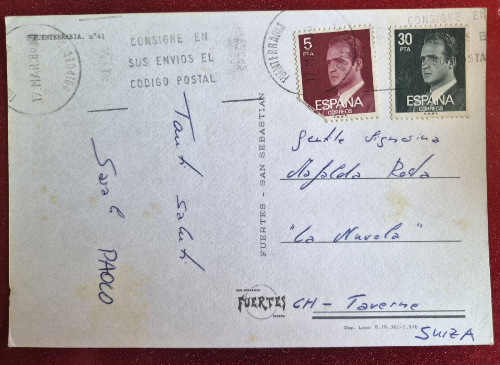 Cartoline postali: Fuenterrabia, Spanien 1986 – Usato da Melchnau venduto da Arthurius 1