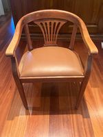 Jugendstil -Sessel aus Massivholz mit Leder