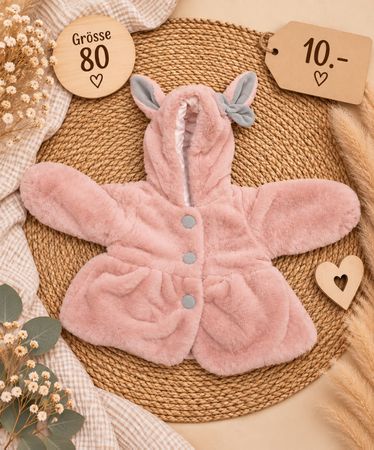 Baby Jacke Plüsch rosa mit Kapuze Ohren Grösse 80 neuwertig
