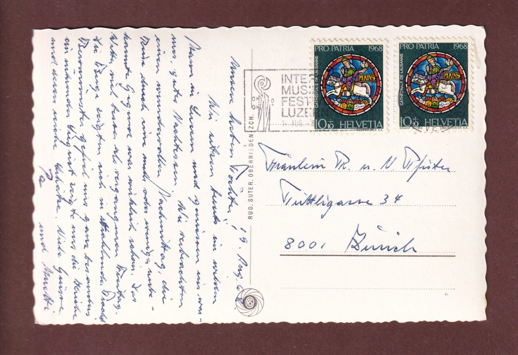 Cartoline postali: BEROMÜNSTER - Stiftskirche - 1968 – Usato da Pully venduto da nicecards-shop 1