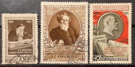 Sowjetunion UdSSR 1953 Tolstoi Korolenko & 50 J. KPdSU gest.