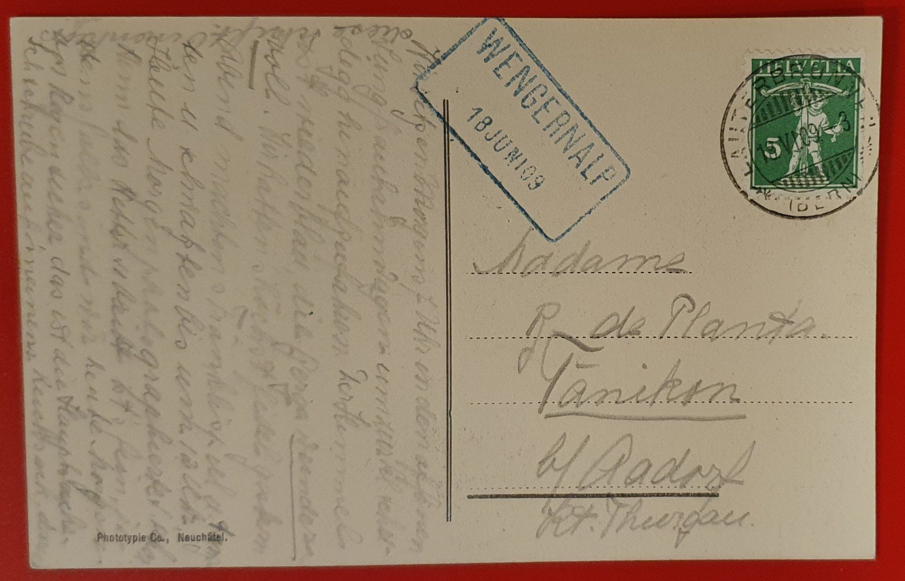 Cartoline postali: Wengen 1909 - Stabstempel Wengernalp – Usato da Kreuzlingen venduto da Rschweiz1 1