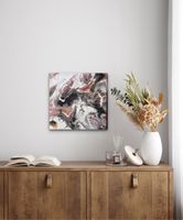 Acryl Pouring Kunstwerk abstrakt schwarz weiss neu
